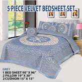 Velvet Jacquard Bed Sheet 5 Pcs set King Size